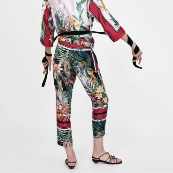Zara Tropical Print Pants - Picture 9 of 9